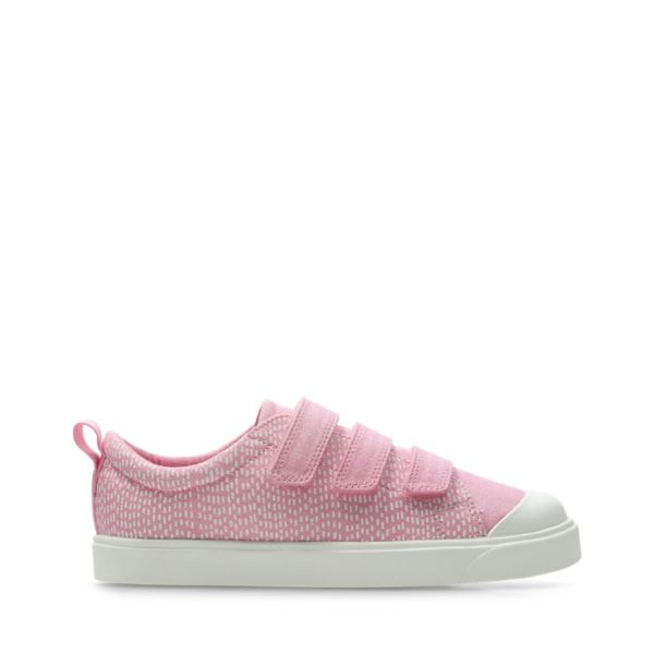 Clarks Girls City Flare Lo Kid Canvas Pink | CA-3086927
